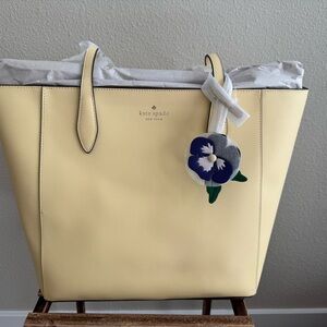 Kate Spade Cream Tote with Floral Charm